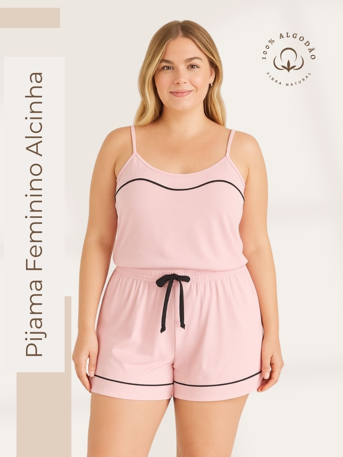 Imagem principal Pijama Algodão Piante Feminino Verão Alcinha Sara Claro Piante rosa