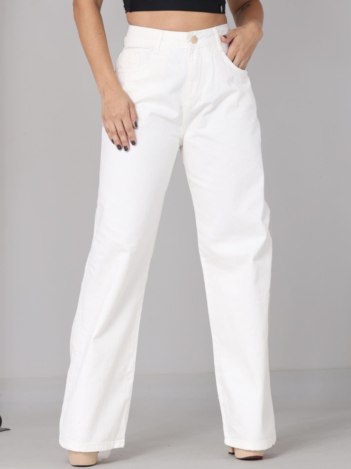 Imagem principal Calça Donna De Paula Wide Leg Off White Cintura Alta Pantalona Donna de Paula branco white