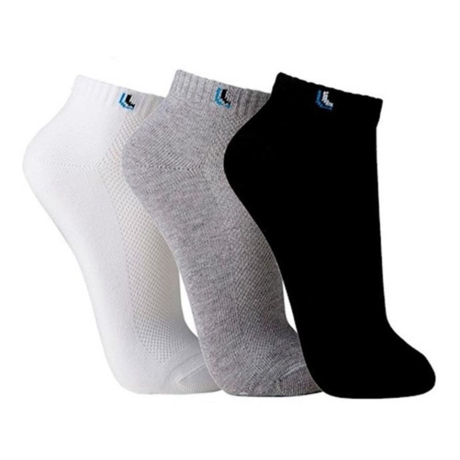 Imagem principal Kit 3 Pares Meia Curta Cano Curto Lupo Algodão Sport 3225 Preto/Cinza Lupo branco