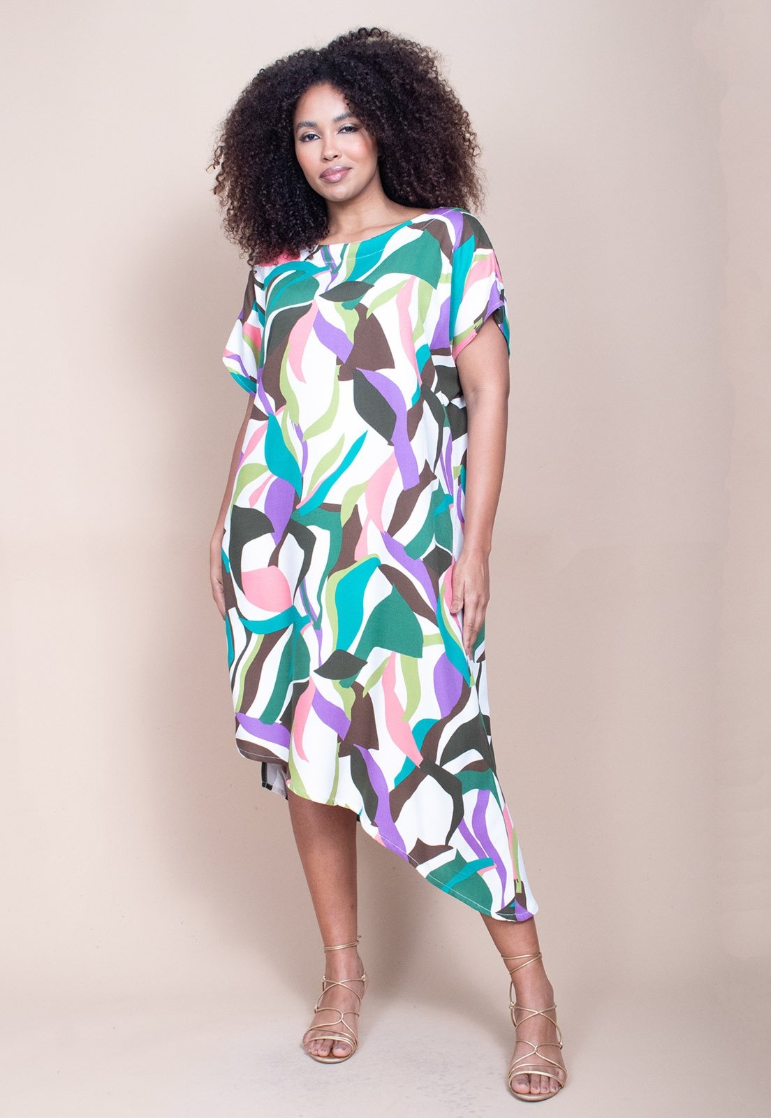 Imagem principal Vestido Cabanafree Midi Plano Estampa Encanto Botânico Cabanafree azul/estampado/verde