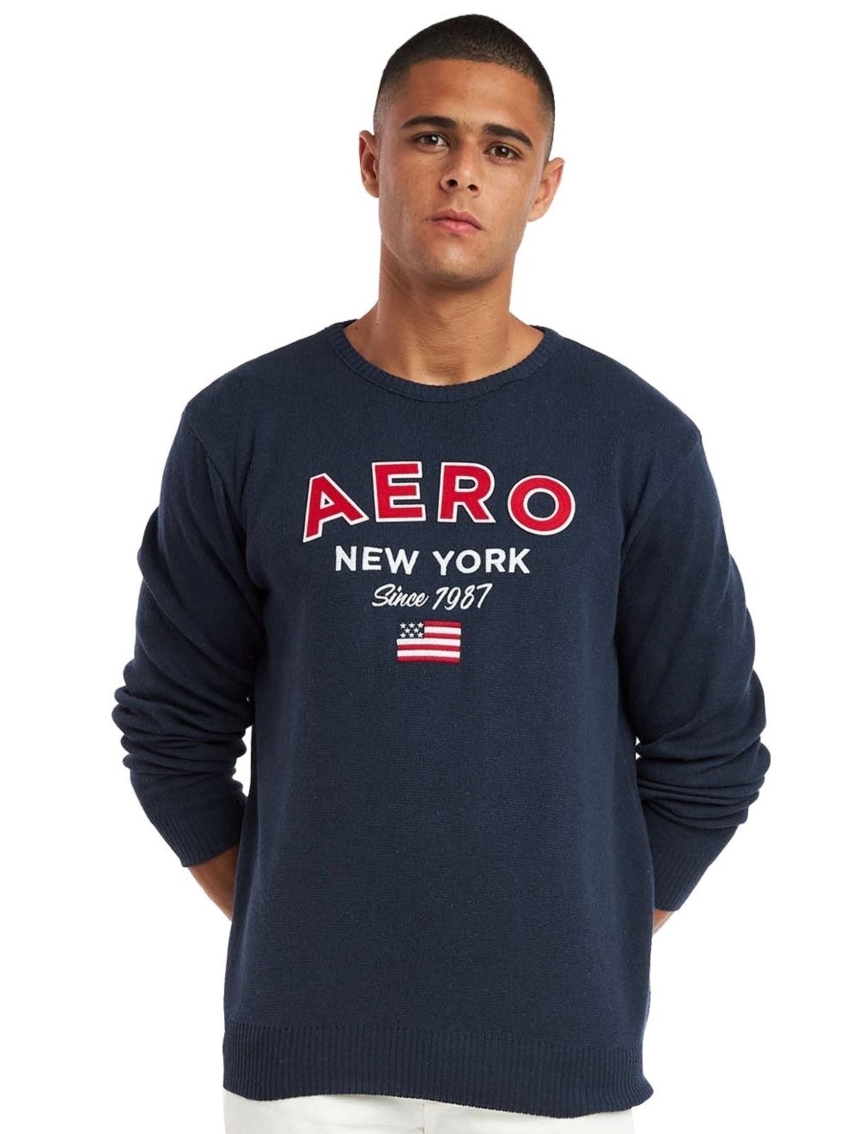 Imagem principal Blusa Aeropostale Masculina Tricot Aero Patch US Flag Aeropostale azul marinho