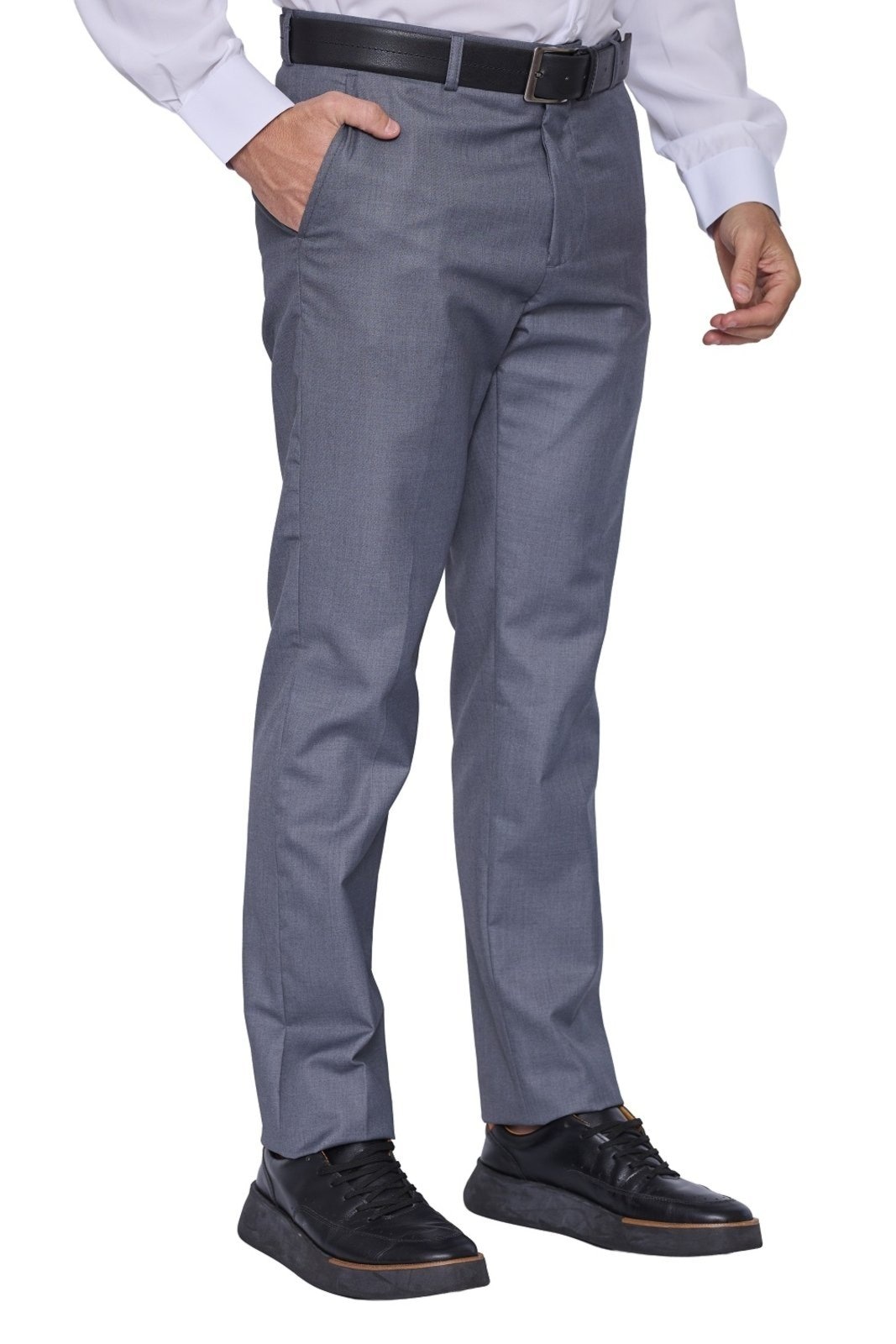 Imagem principal Calça Social Alfaiataria Amil Poliéster/Viscose Linha Premium Luxo Lançamento Chumbo Amil cinza