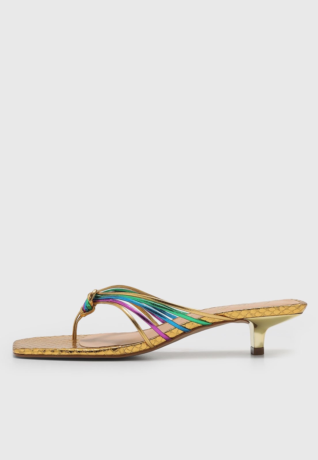 Imagem principal Sandália Feminina Luiza Barcelos Tiras Metalizadas Salto Baixo Dourada Luiza Barcelos dourado