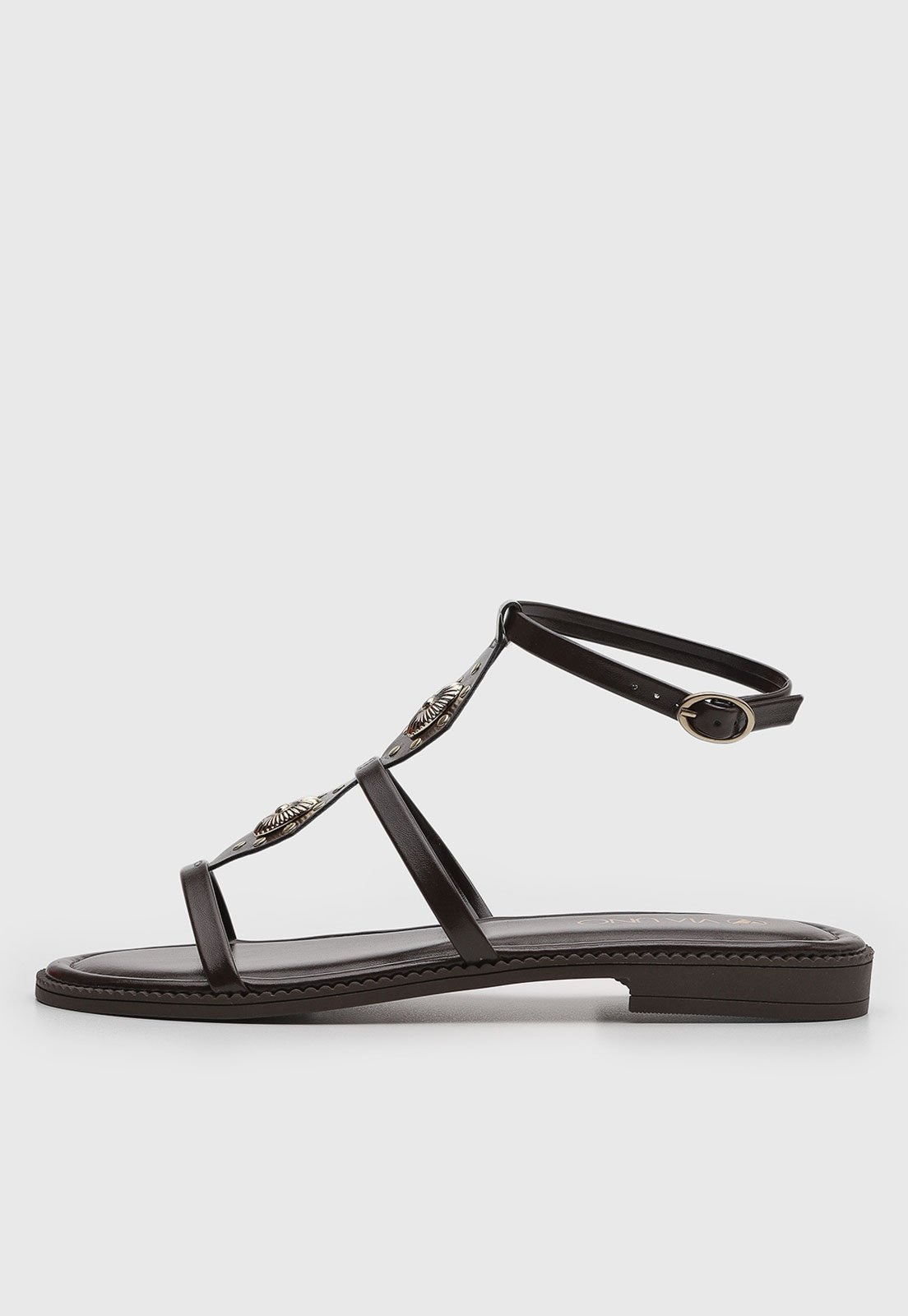 Imagem principal Rasteira Feminina VIA UNO Detalhe Metálico VIA UNO café