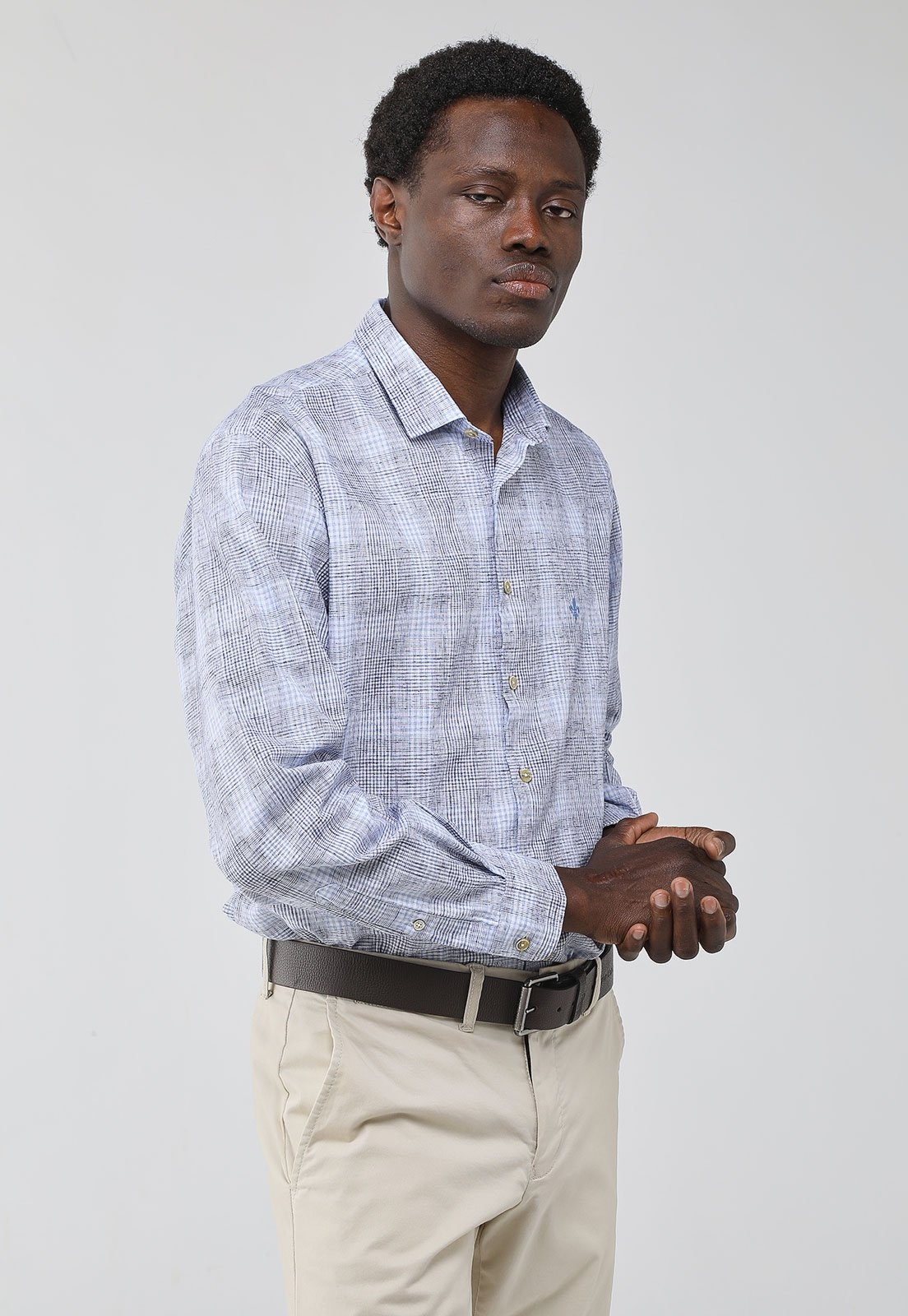 Imagem principal Camisa Masculina Dudalina Xadrez Claro e Branco Dudalina azul
