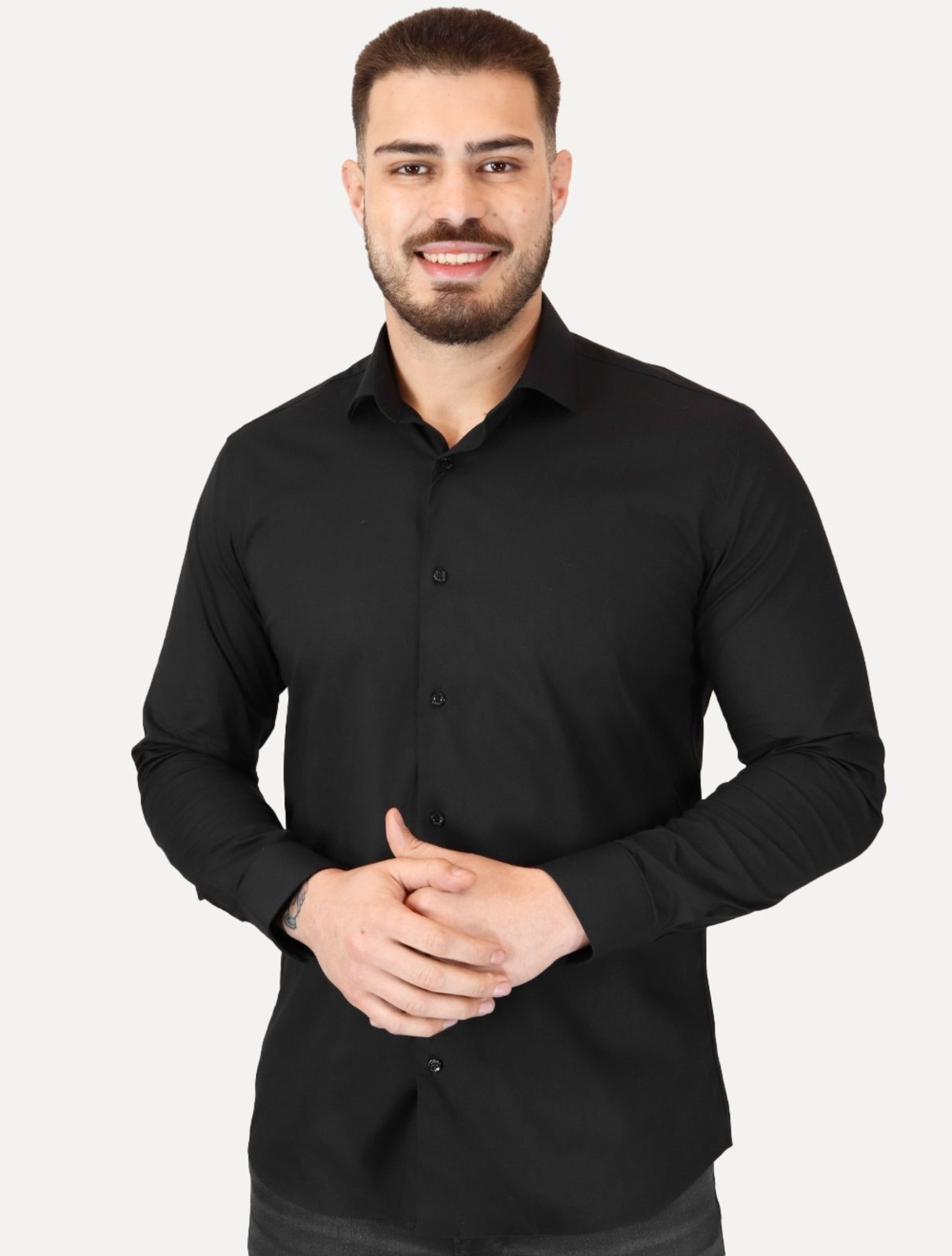 Imagem principal Camisa Aramis Masculina Slim Tricoline Liso Stretch Preta Aramis preto