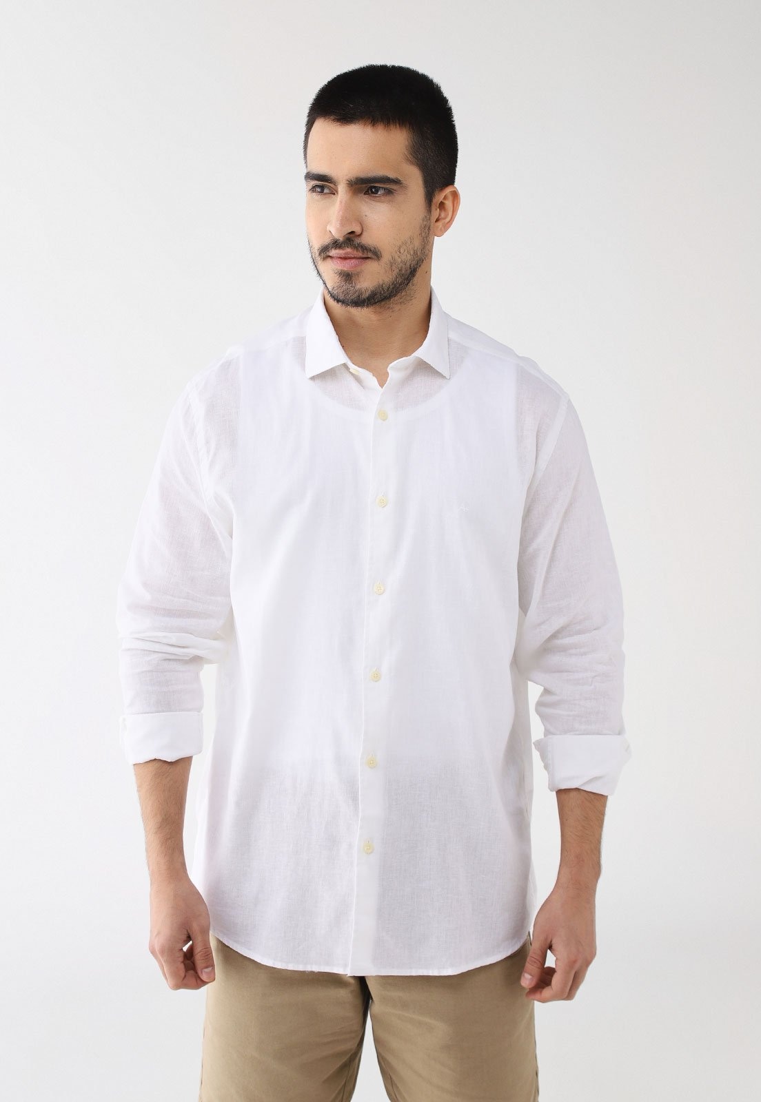 Imagem principal Camisa Masculina Aramis Manga Longa Linho Algodão Branca Aramis branco