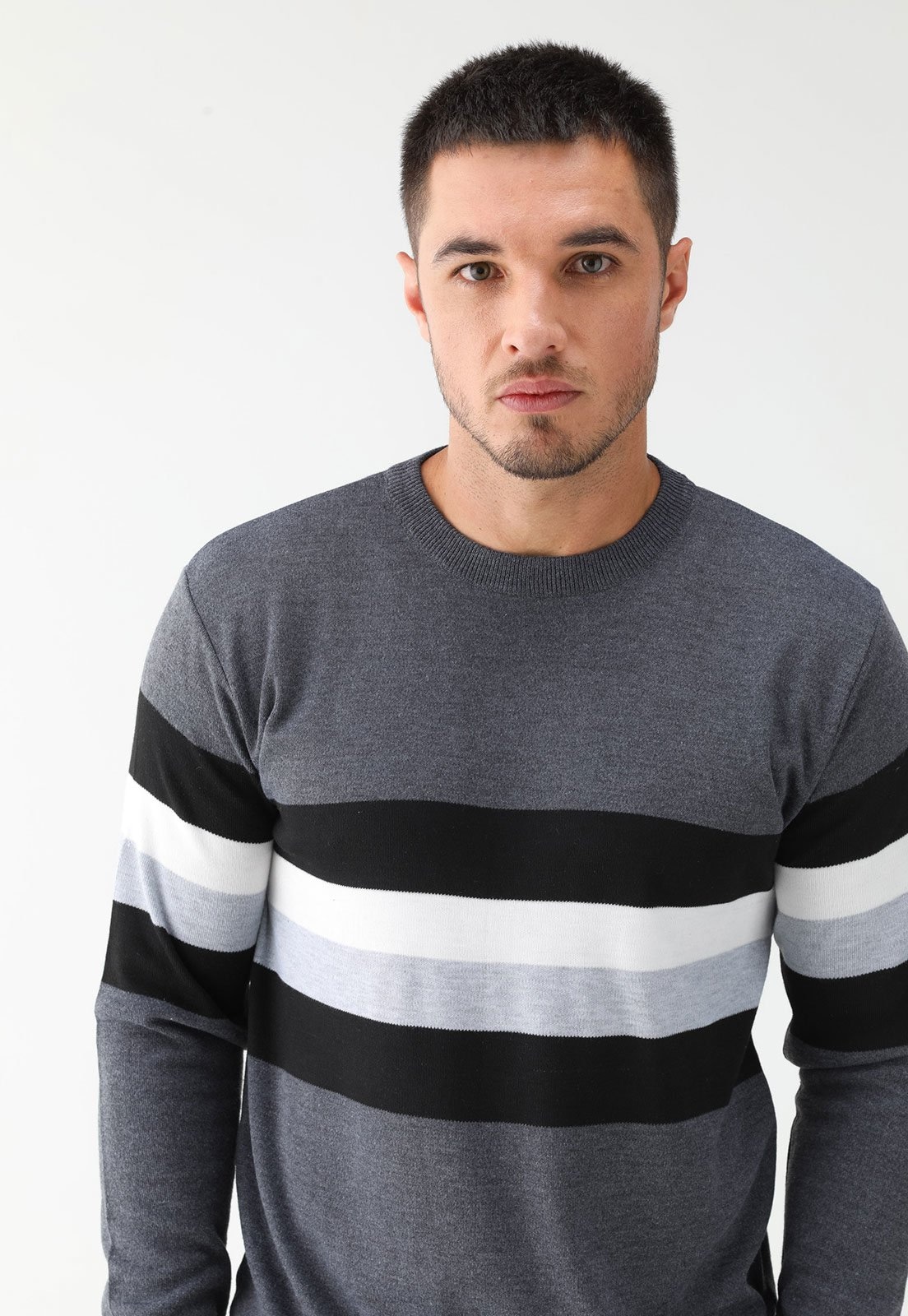 Imagem principal Suéter Tricot Broken Rules Listrado Grafite Broken Rules cinza