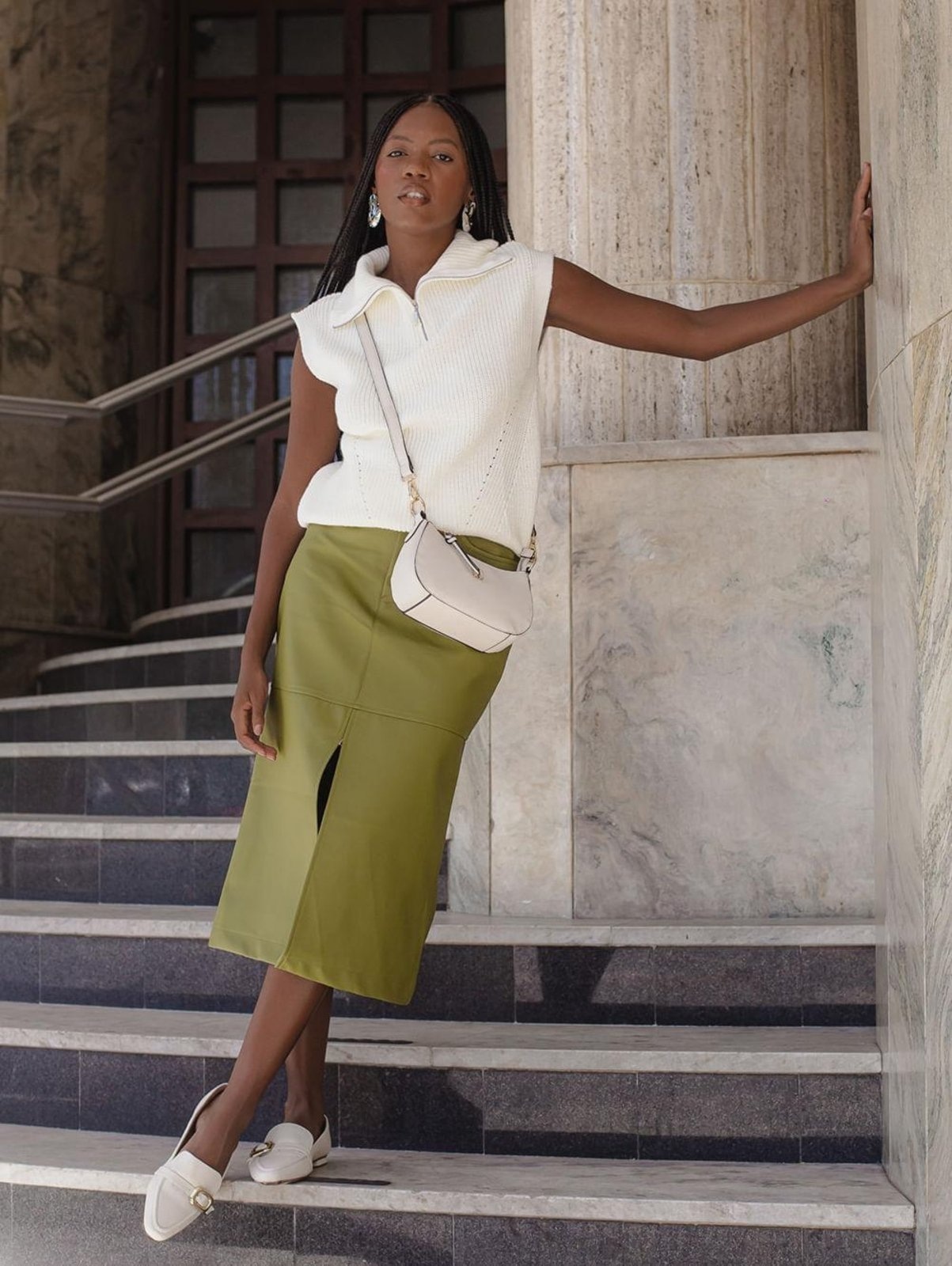 Imagem principal Saia Midi Com Fenda Autentique Feminina Autentique cinza