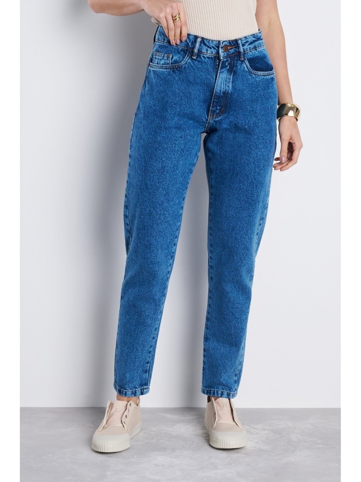 Imagem principal Calça Mom Marmorizada Cintura Alta Escuro NEW DENIM jeans