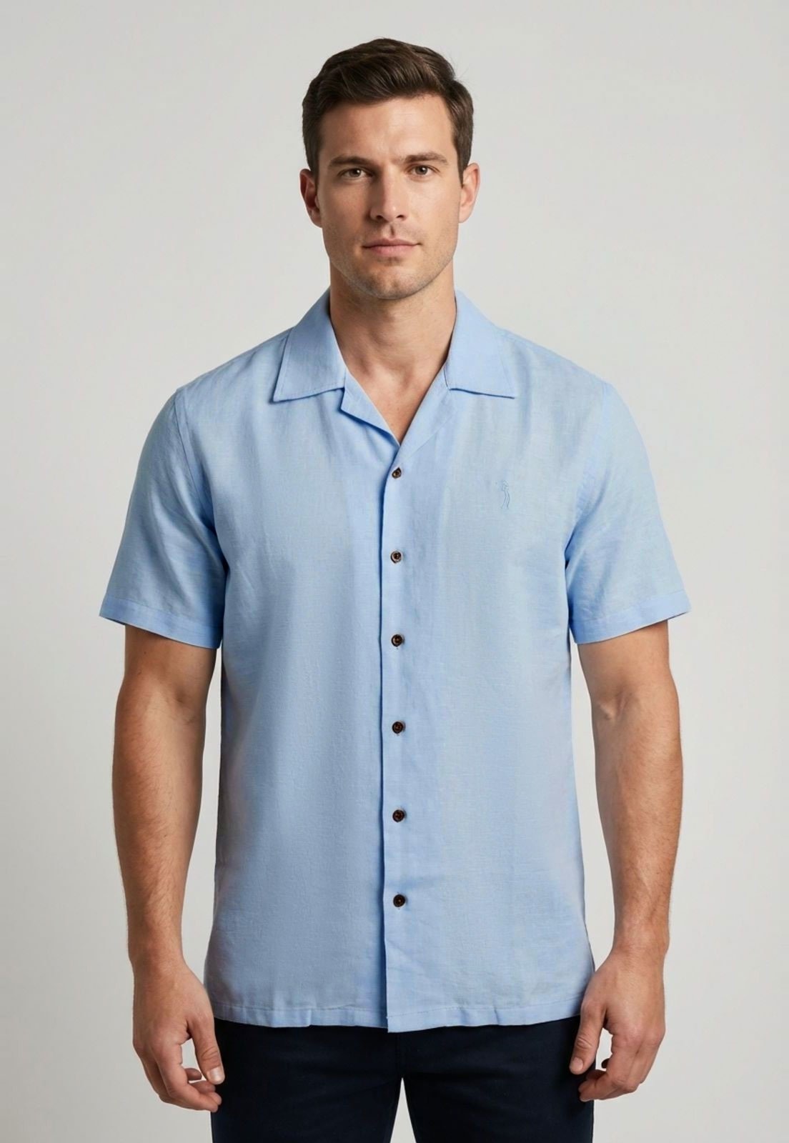 Imagem principal Camisa Masculina Aleatory Linho Algodão Claro Aleatory azul