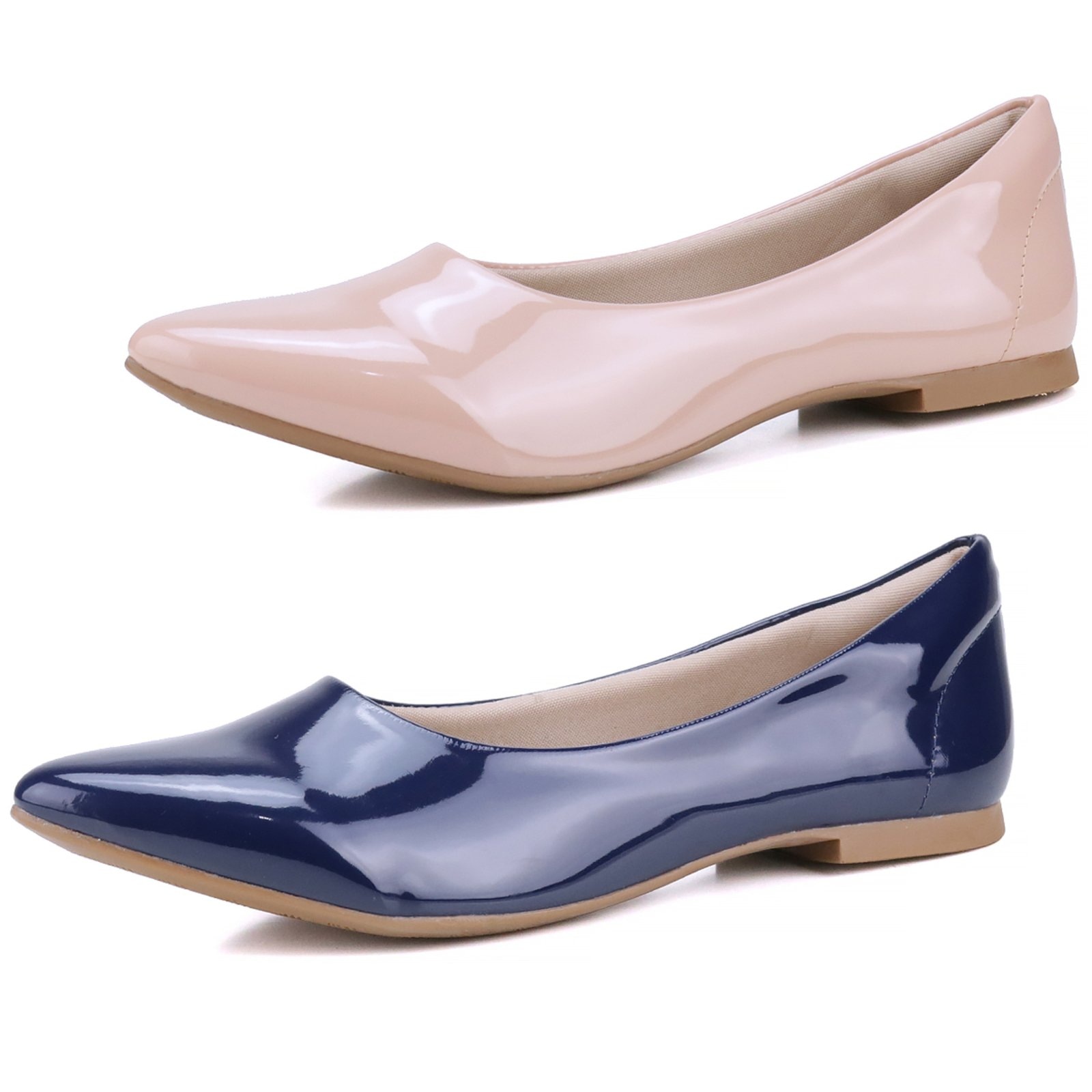 Imagem principal Kit 2 Pares de Sapatilha Mr Gutt Bico Fino Verniz Nude/Azul Mr. Gutt azul marinho/nude nude