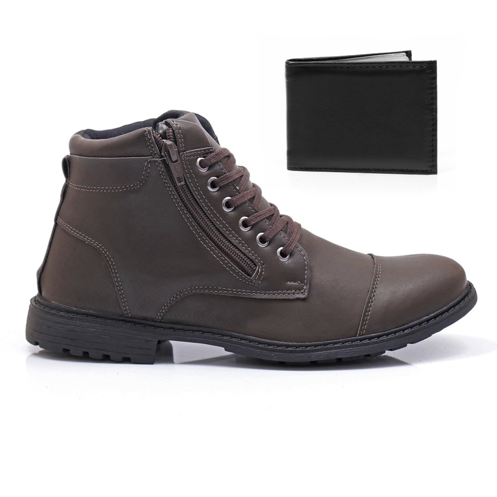 Imagem principal Bota Coturno Masculina Épico Zíper Cano Médio Conforto Casual Com Carteira ÉPICO CALÇADOS café/marrom