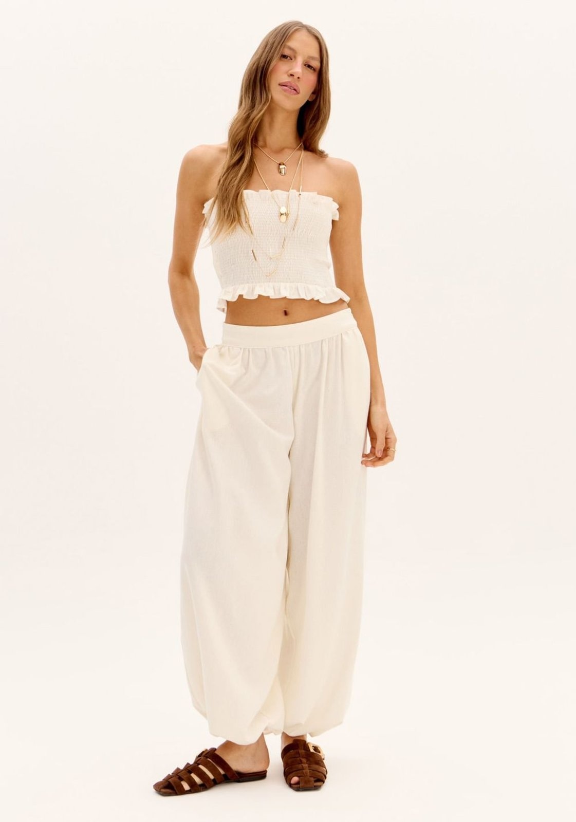 Imagem principal Calça Aladdin Com Hotpants Com Linho My Favorite Things branco