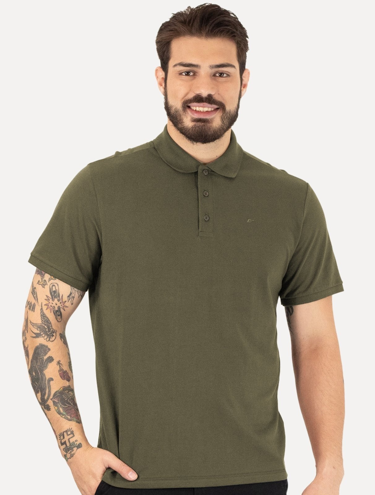 Imagem principal Polo Ellus Masculina Piquet Classic Easa Verde Floresta Ellus verde militar