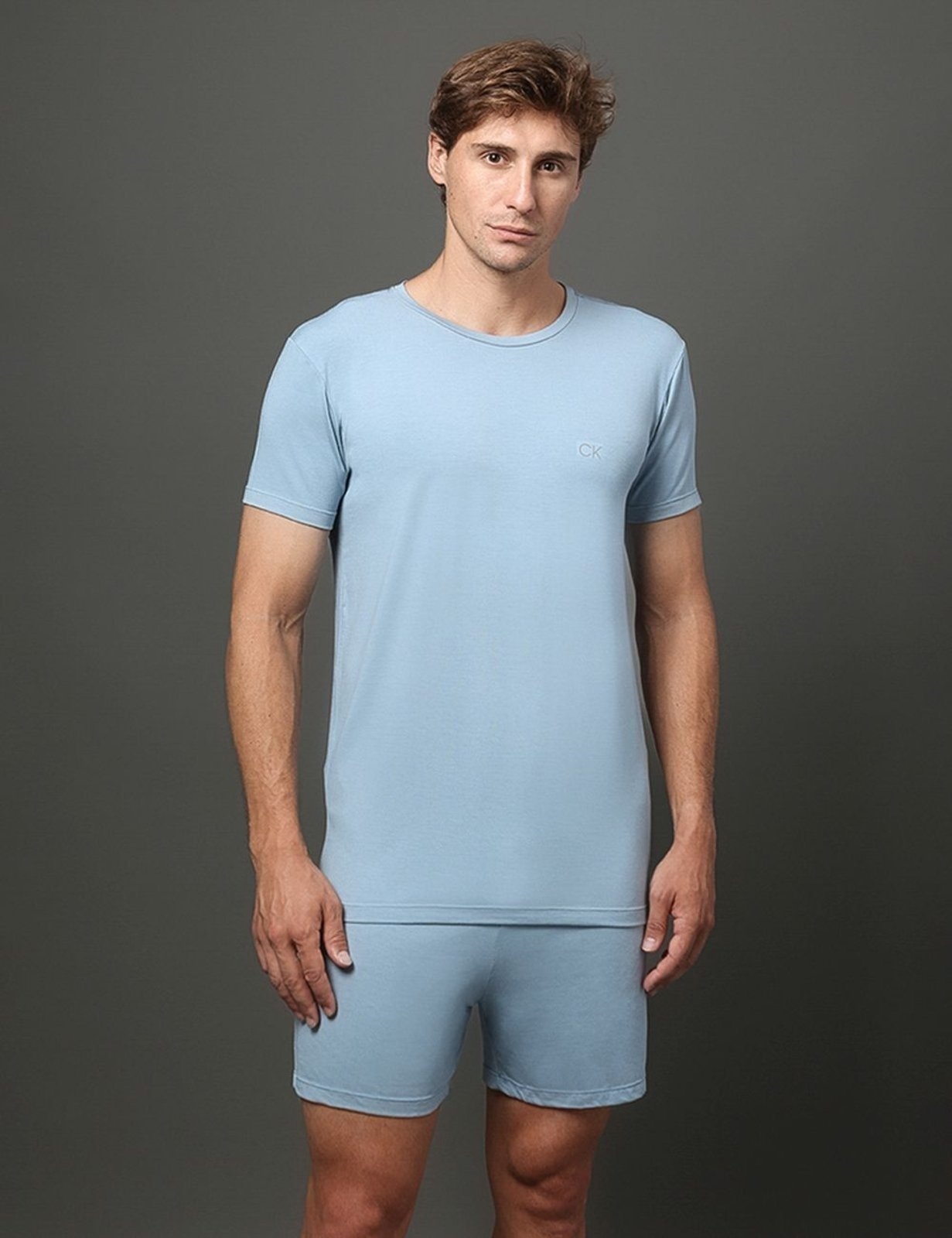 Imagem principal Pijama Masculino Camiseta e Bermuda Modal Calvin Klein Underwear Claro Calvin Klein Jeans azul