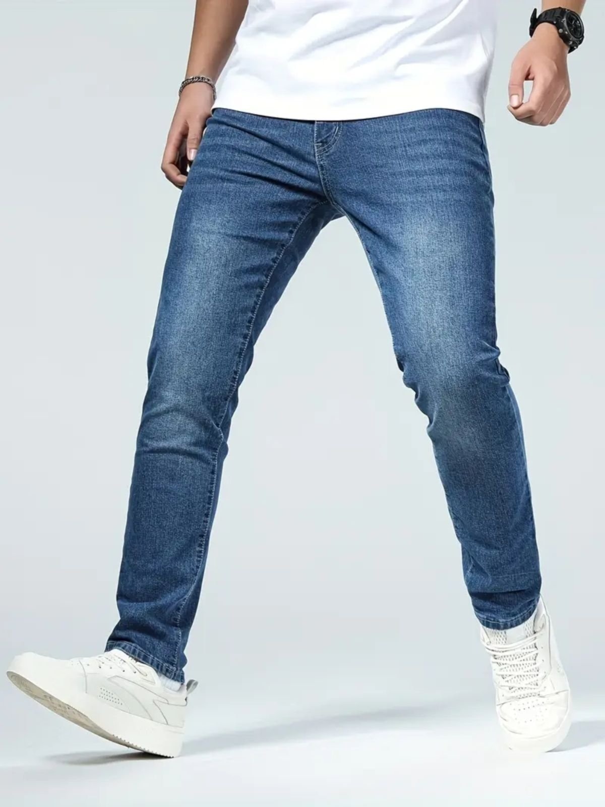 Imagem principal Calça Jeans Masculina Kovali Slim Fit Com Elastano Moderna Confortável Para O Dia A Dia Escuro KOVALI FASHION STORE azul/jeans azul