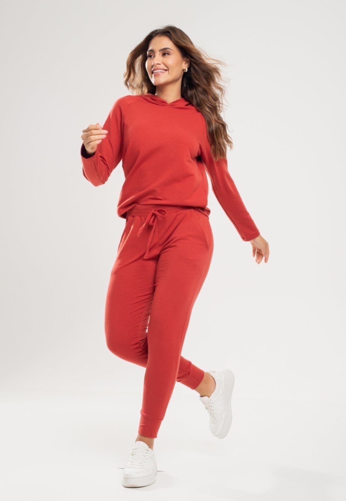 Imagem principal Conjunto Salvatore Comfy Com Casaco Capuz e Jogger Moletinho Terracota Salvatore Fashion laranja