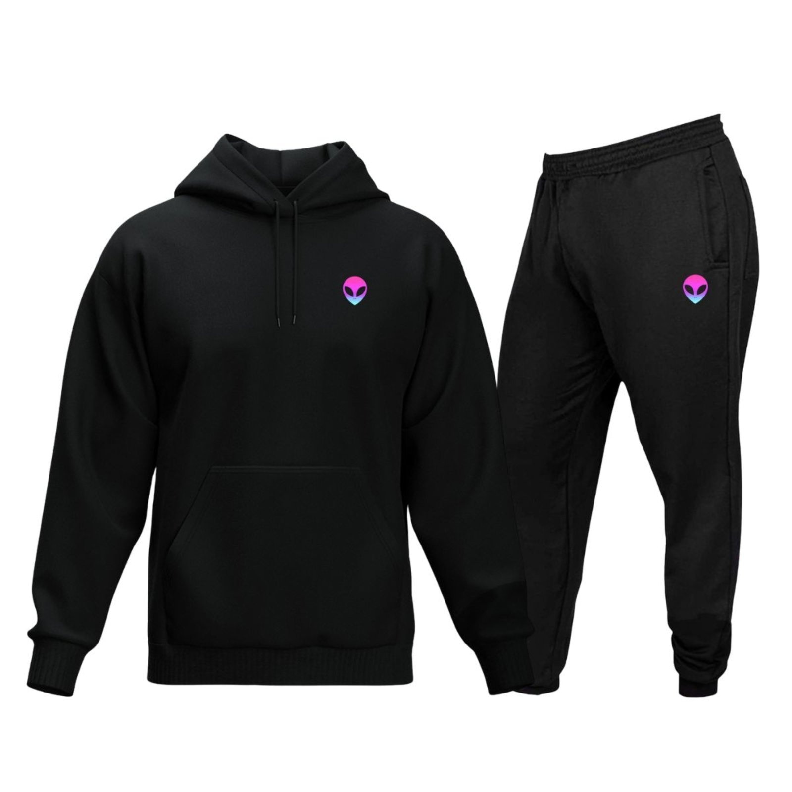 Imagem principal Conjunto de Moletom Blusa + Calça Masculino Alien, Estilo Casual Confortável Ideal Para Dia a Dia Esportes Carnaval Frio Relaxado preto