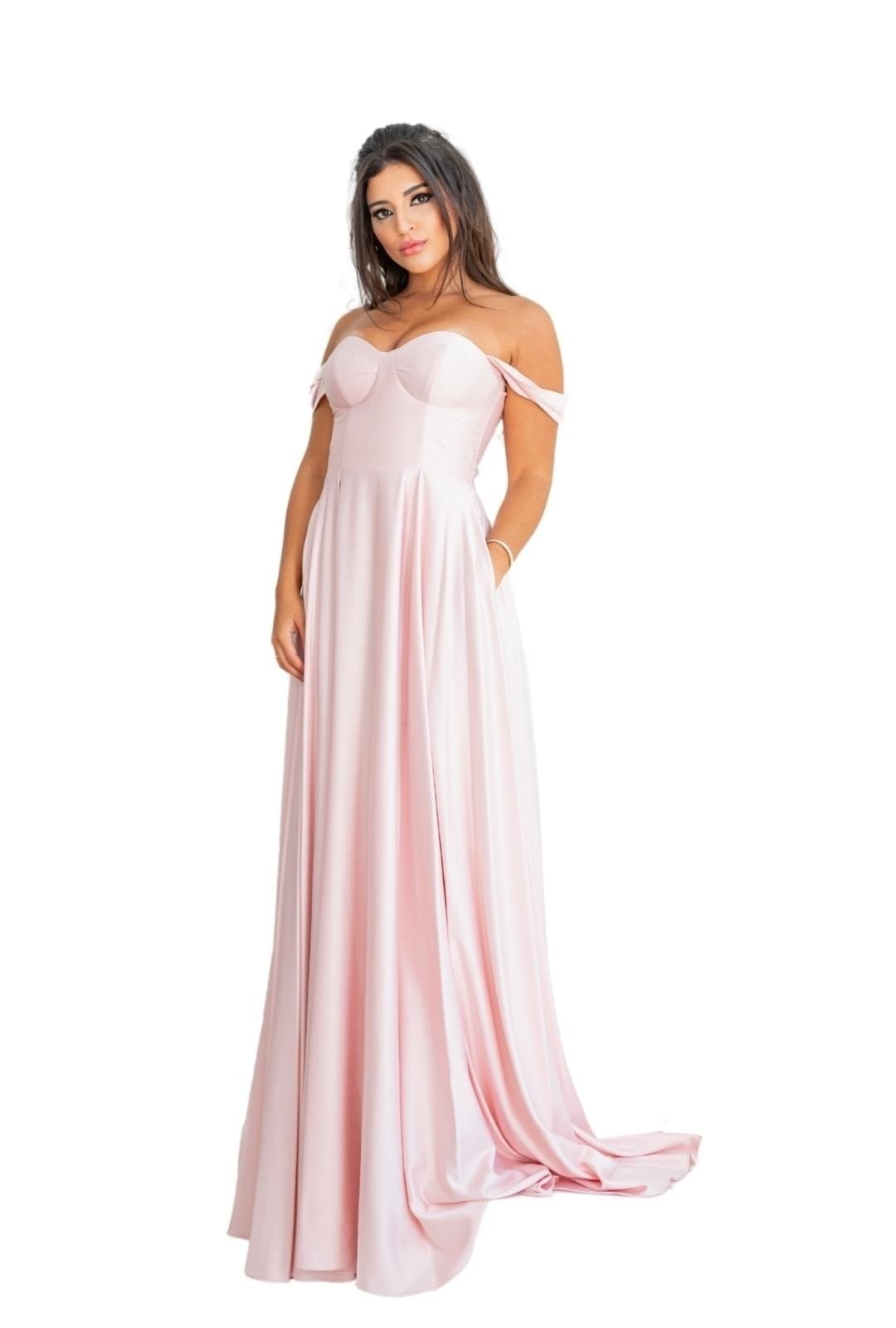 Imagem principal Vestido Longo Especial Princesa Acinturado Festa Madrinhas Formatura Cia do Vestido pink/rosa/rosê rosa