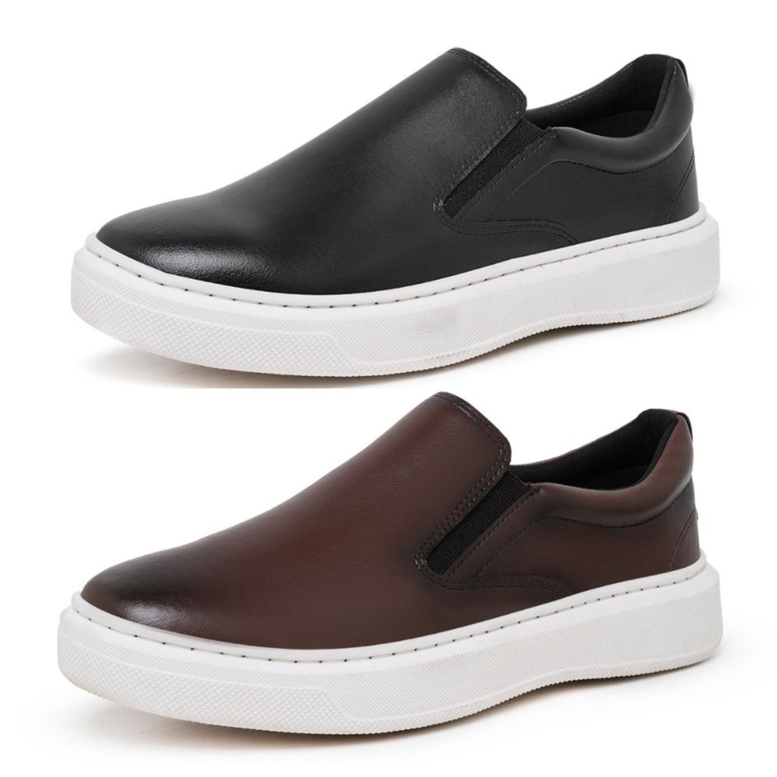 Imagem principal Kit 2 Tenis Slip On Iate Masculino Confortável Casual e Yes Basic marrom/preto