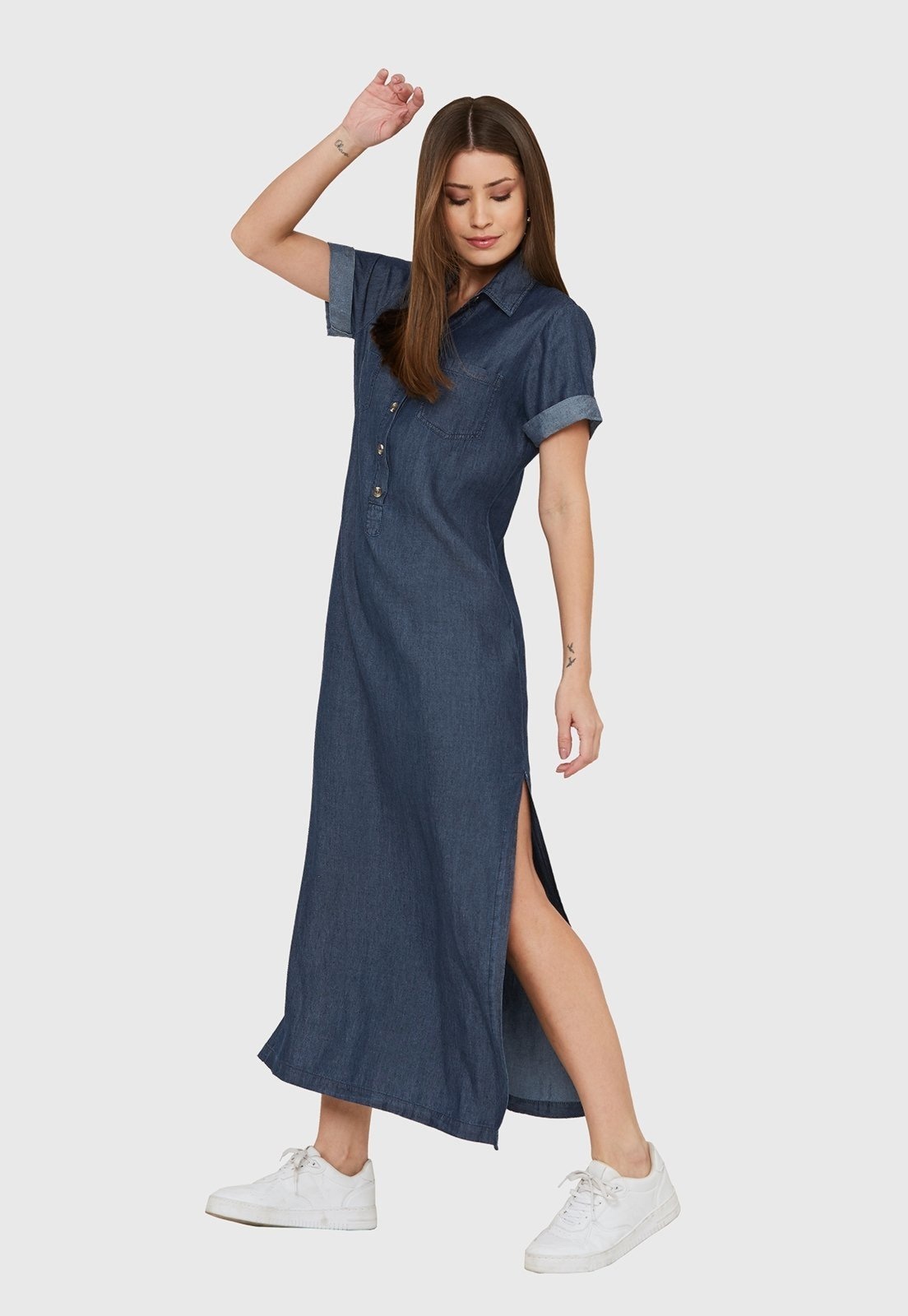 Imagem principal Vestido Chemise Longo Miss Joy 6975 MISS BY JOY azul marinho/jeans