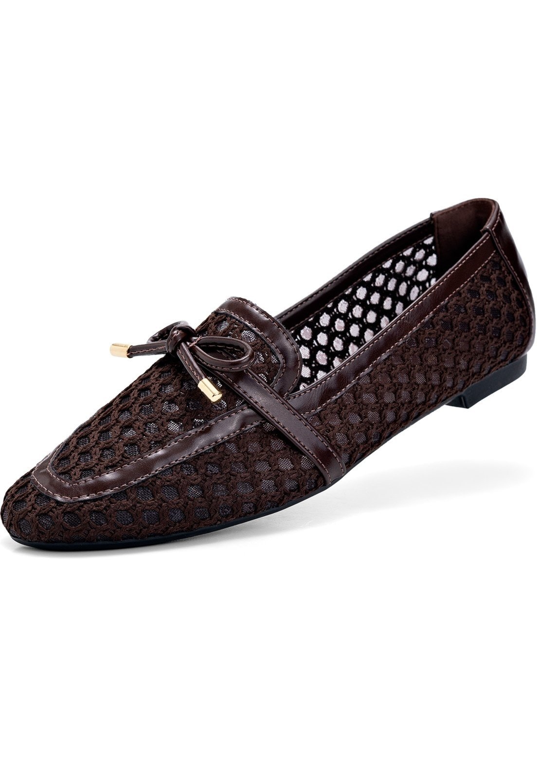 Imagem principal Mocassim Feminino Lumiss Material Natural Tela Bico Quadrado Confortável Marrom LUMISS marrom natural