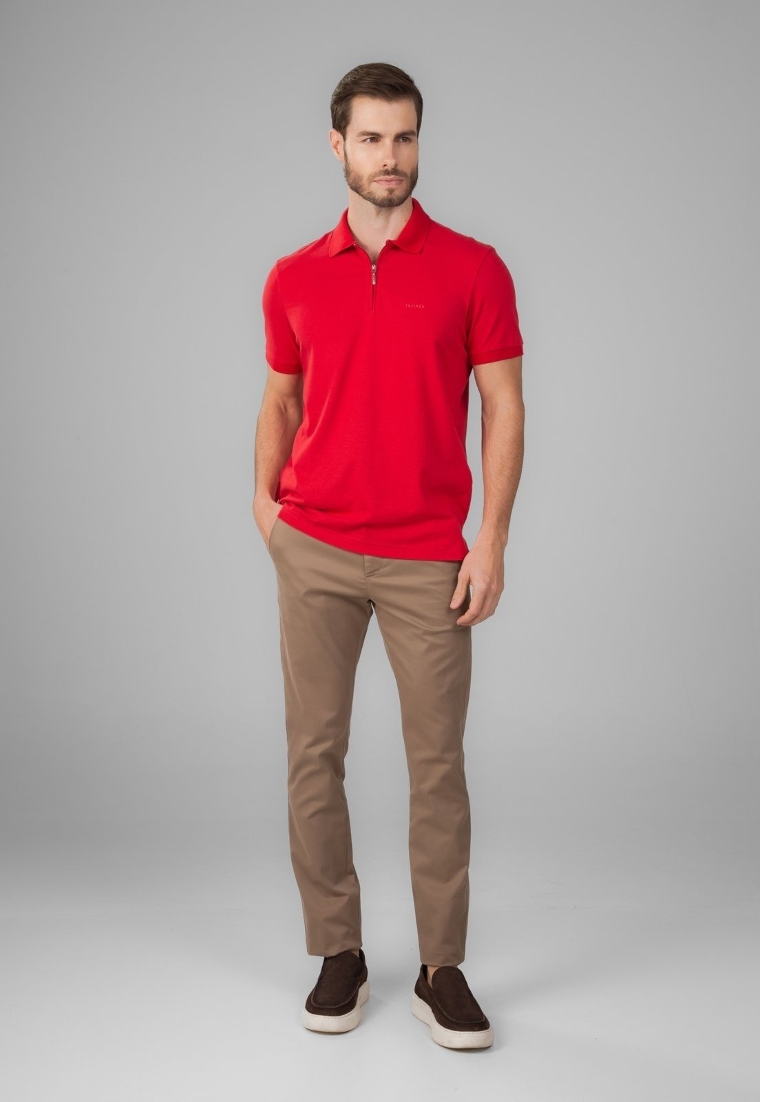 Imagem principal Calça Sarja Traymon Slim Algodão Egípcio Kaki Medio Traymon cáqui kaki