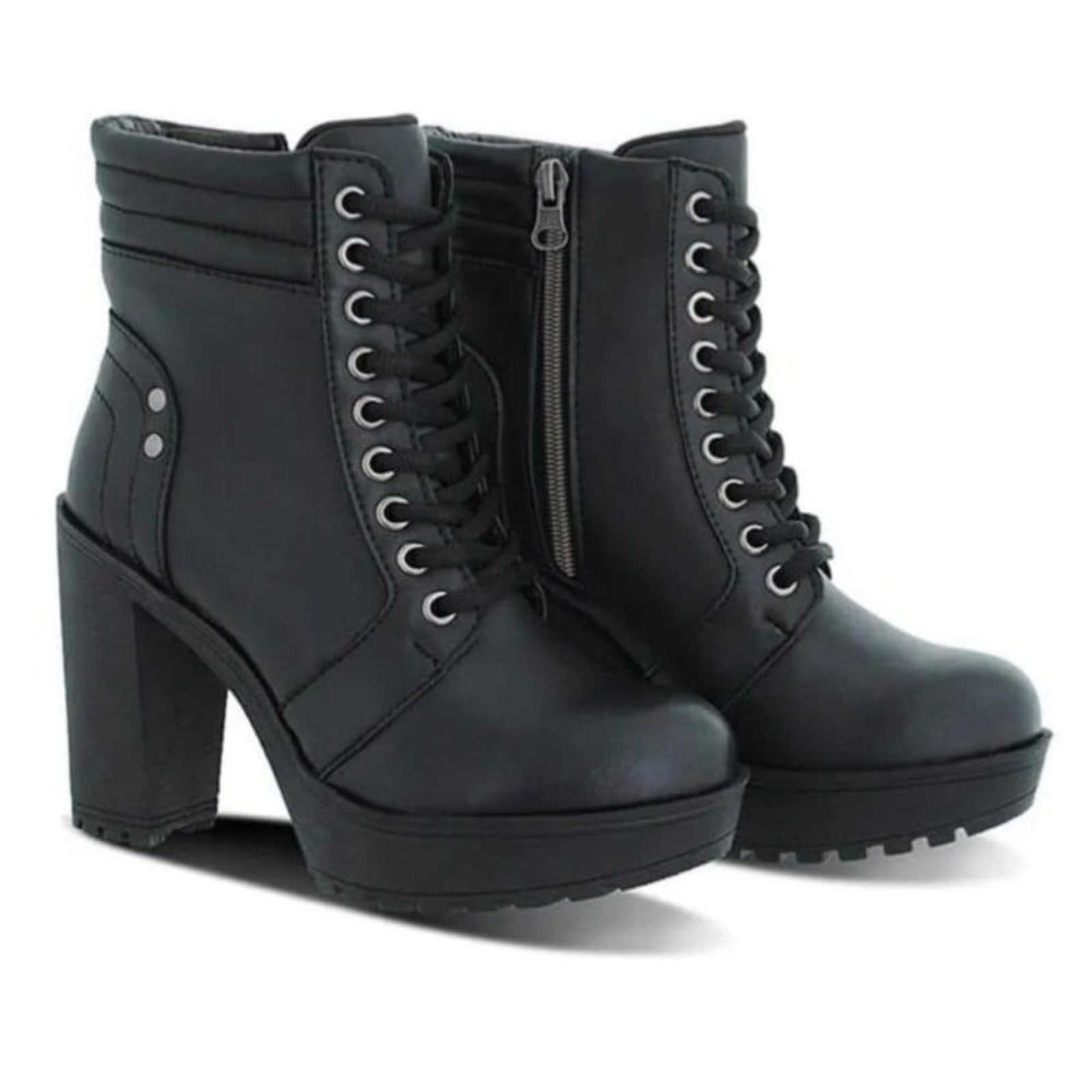 Imagem principal Bota Feminina Coturno Salto Alto Cano Curto Confortável Calce Facil CARMELO SHOES preto