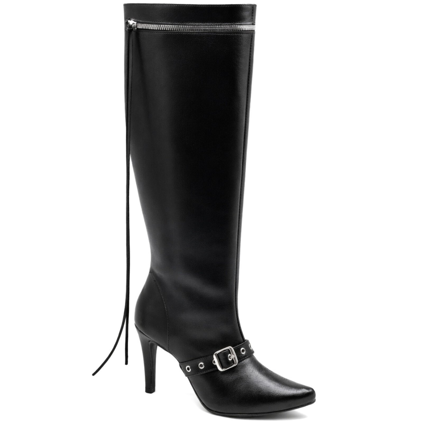 Imagem principal Bota Feminina Salto Fino Detalhe Detalhe Com Fivela Estilosa Flor da Pele 1710 Flor da Pele preto