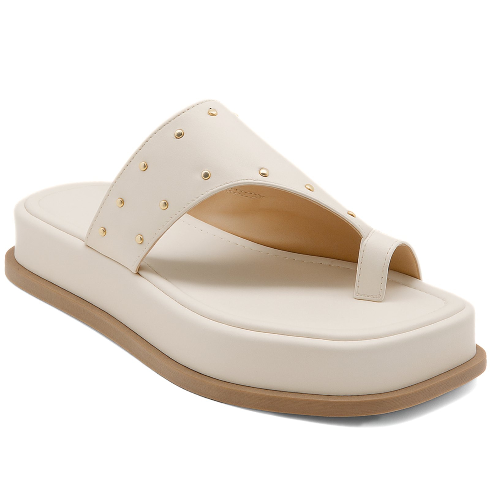 Imagem principal Tamanco Flatform Feminino Papete Com Detalhes em Tachas Off White 23404 Hannah Footwear off-white white