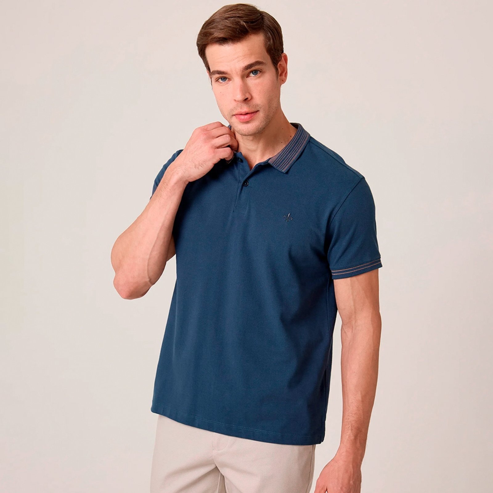 Imagem principal Camisa Polo Dudalina Piquet Jacquard Pr26 Marinho Masculino Dudalina azul marinho