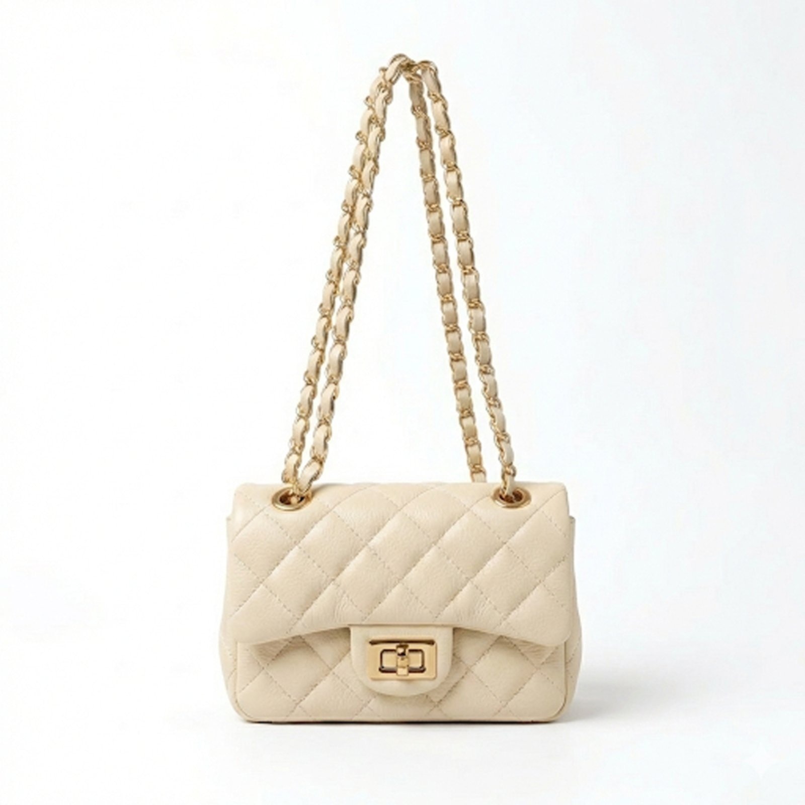 Imagem principal Bolsa Feminina Couro Legítimo OffWhite Vittal Cecilia Design Matelassê Delicada USE VITTAL off-white offwhite