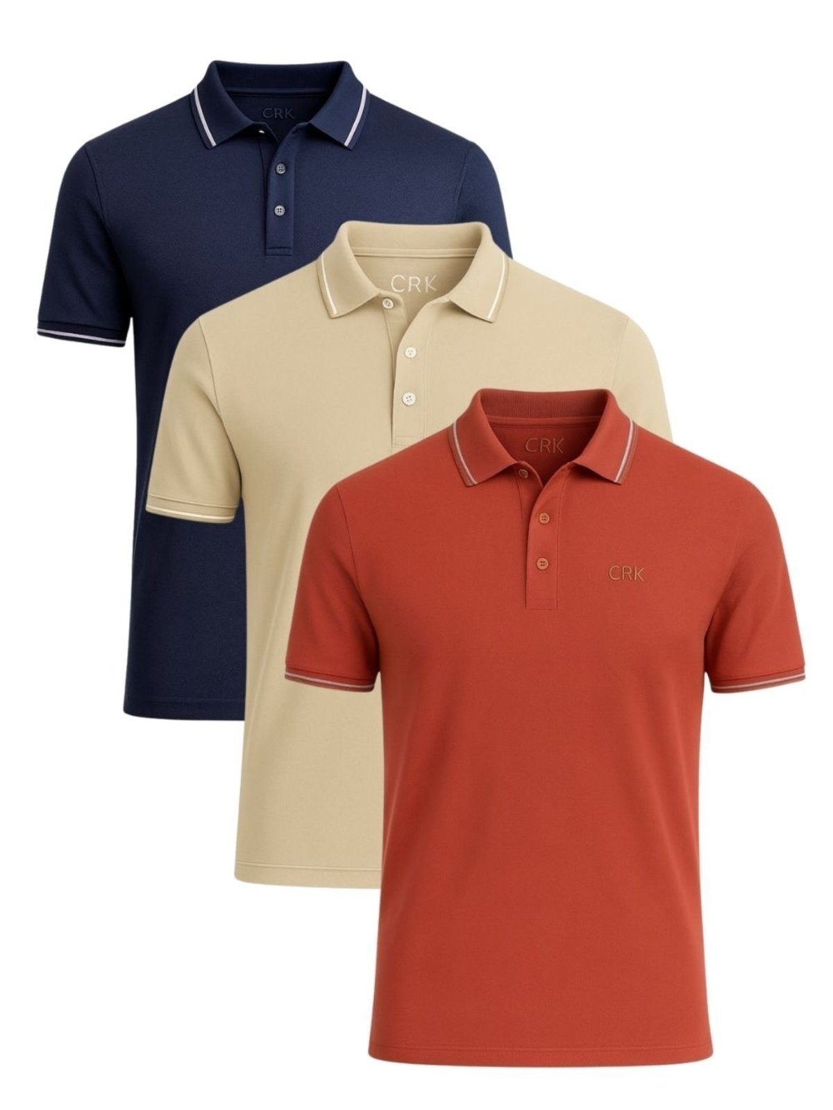 Imagem principal Kit 3 Camisas Polo Masculina Básicas Crocker , Marinho, Areia e Terracota - 50727 Crocker multicolorido