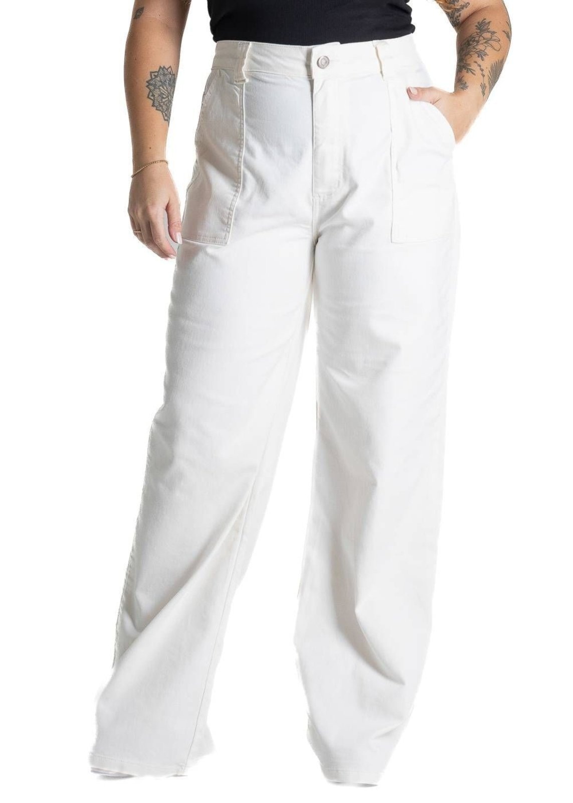 Imagem principal Calça Sarja Sawary Plus Size Wide Leg - 281114 Sawary bege