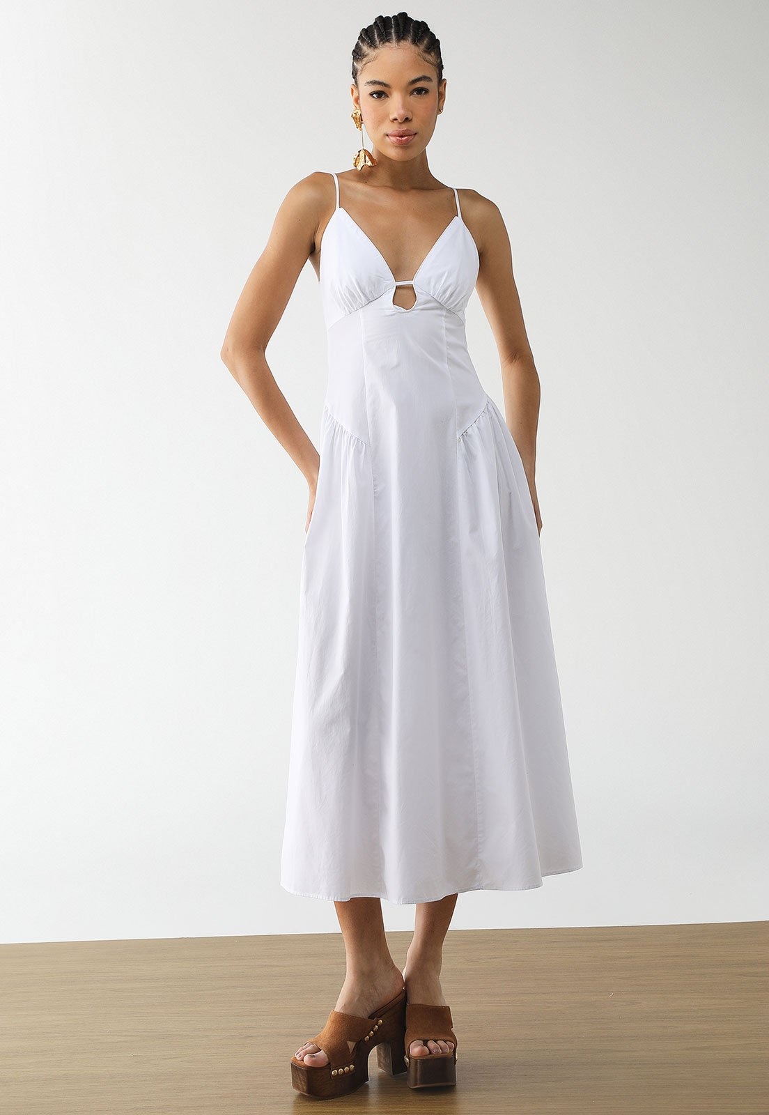 Imagem principal Vestido Feminino Farm Alças Finas Argola FARM branco