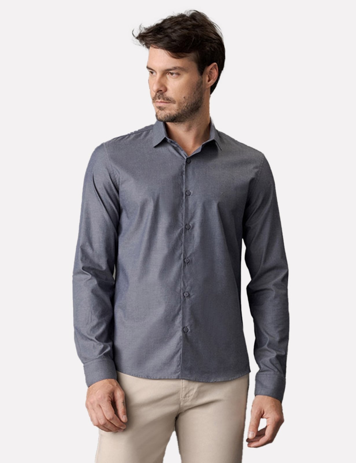 Imagem principal Camisa Calvin Klein Slim Fit Classic Twill Mescla Calvin Klein azul