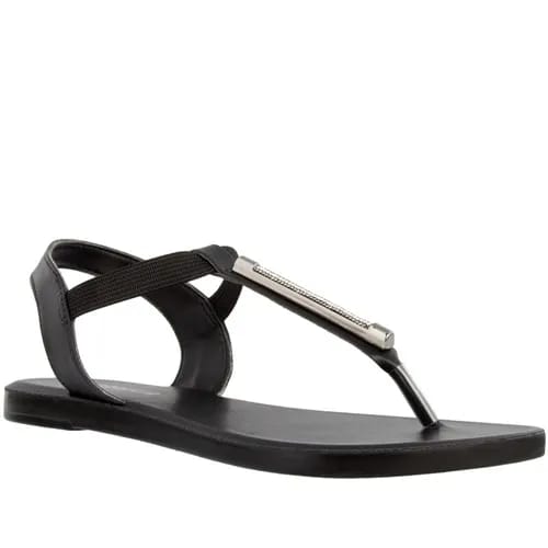 Sandália Rasteira Gabriela Flat Aplicação Strass Elástico