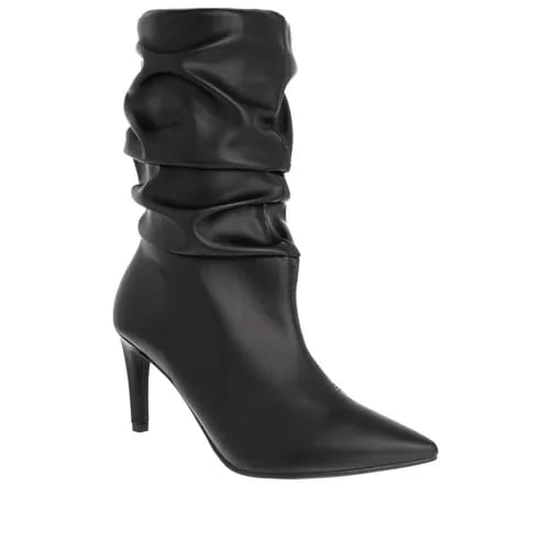 Ankle Boot Gabriela Salto Fino Cano Drapeado Pespontos