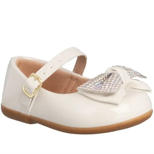 Sapatilha Boneca Infantil Gabrielinha Laço Strass Holográfico Verniz