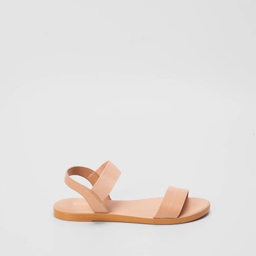 Sandália Rasteira Gabriela Flat Tiras Elástico Pespontos