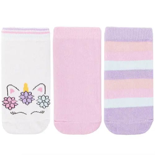 Kit Meia Cano Baixo Infantil STZ 3 Pares 22-25 Unicórnio Listras Color