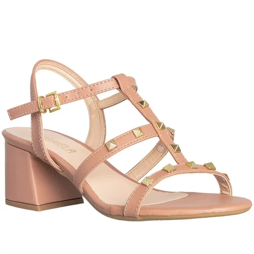 Imagem principal Sandália Gabriela Salto Geométrico Detalhe Tachas GABRIELA Bege