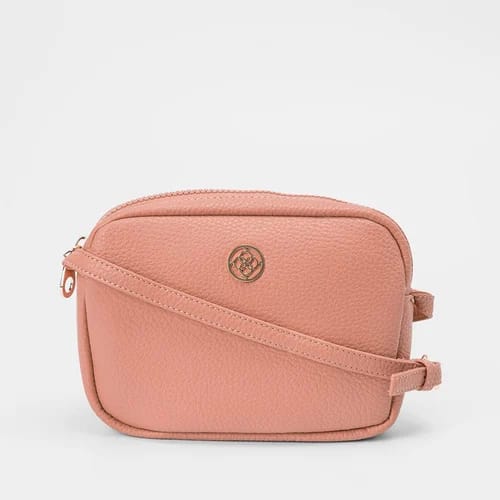 Bolsa Penélope Transversal Pequena Texturizada Rosê