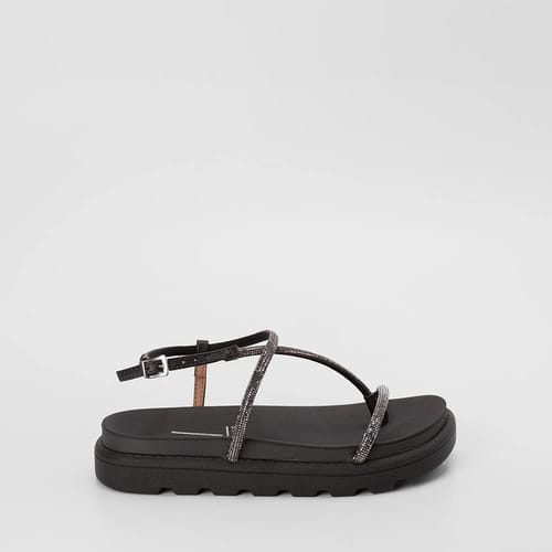 Sandália Rasteira Feminina Vizzano Tiras Strass