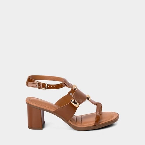 Sandália Feminina Mississipi Salto Grosso Médio Enfeite Bold