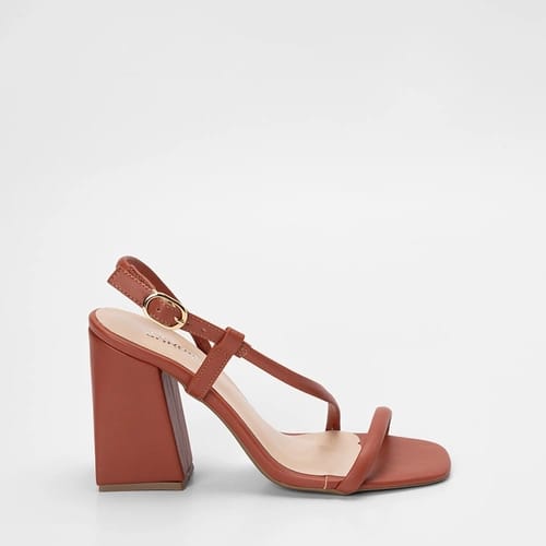 Sandália Feminina Gabriela Salto Geométrico Alto Vermelho