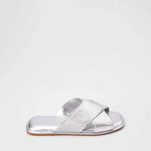 Rasteira Feminina Gabriela Tiras Cruzadas Holográfico Metalizado