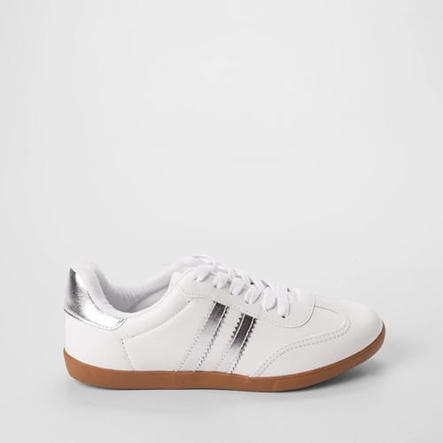 Tênis Casual Feminino Penélope Detalhe Recorte Metalizado