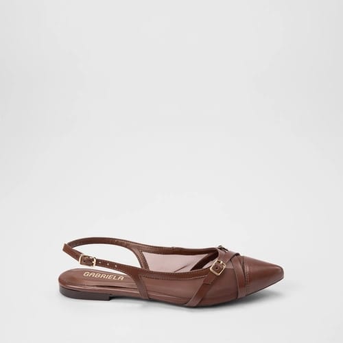 Sapatilha Slingback Feminina Gabriela Enfeite Fivela Em Tela